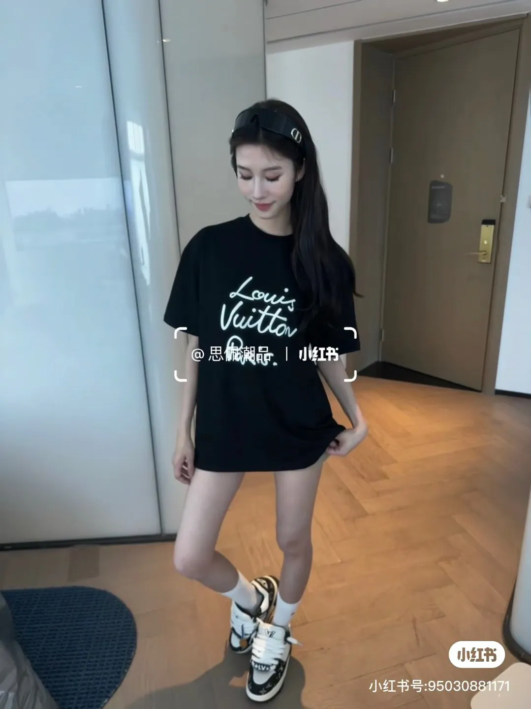 Louis Vuitton/Louis Vuitton 26ss signature letter embroidered short sleeves